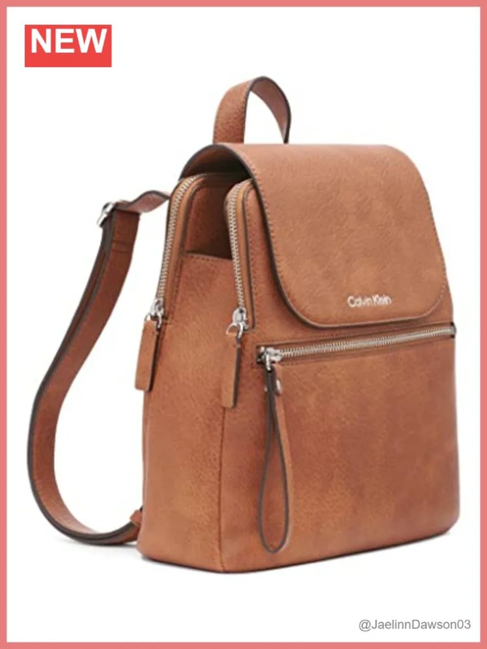 Vegan Leather Flap Backpack with Interior Organization